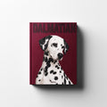 Dalmatian book cover in deep bordeaux linen — REMUS Collection coffee table book