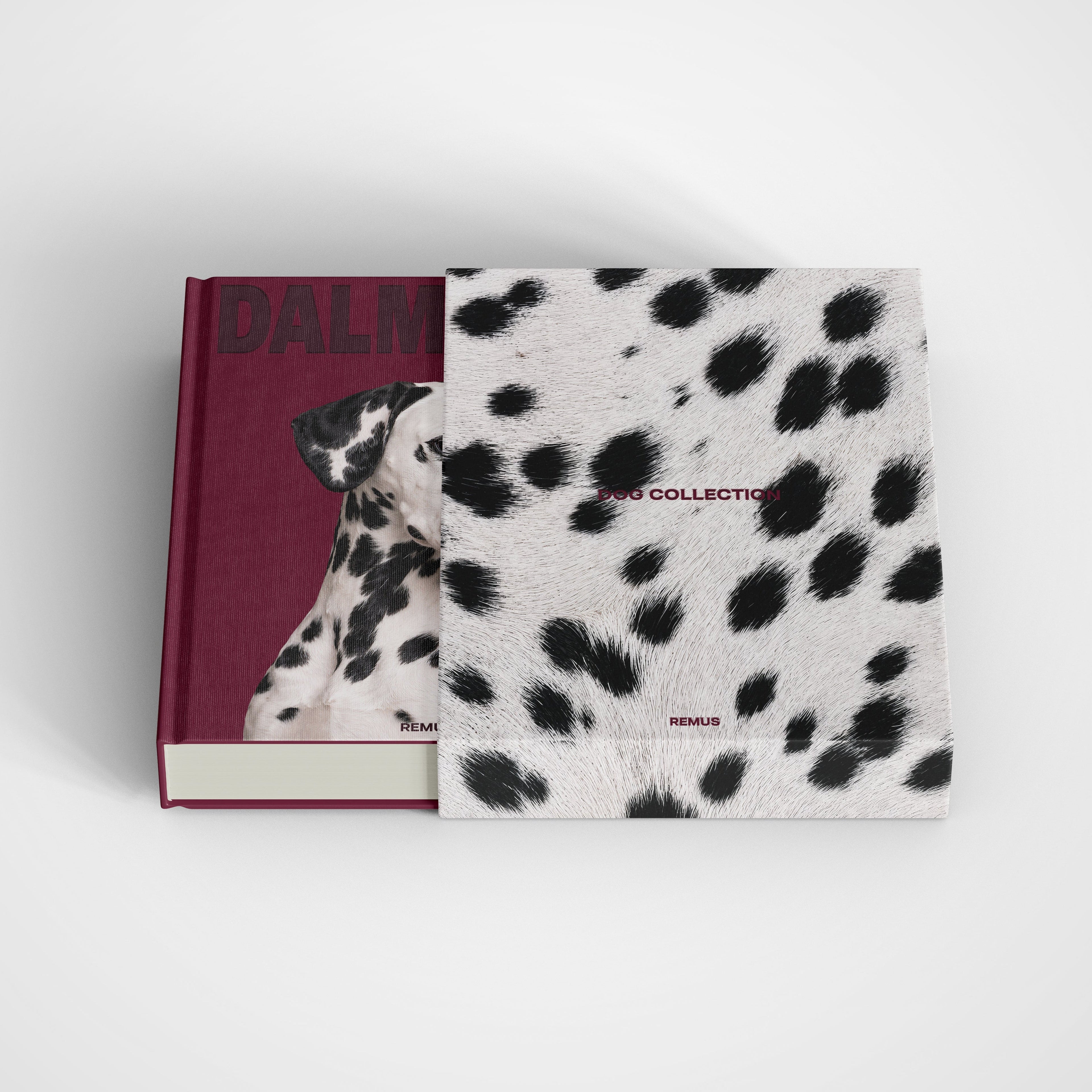 Dalmatian slipcase in deep bordeaux linen — REMUS Collection
