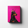 Doberman book cover in fuchsia linen — REMUS Collection coffee table book