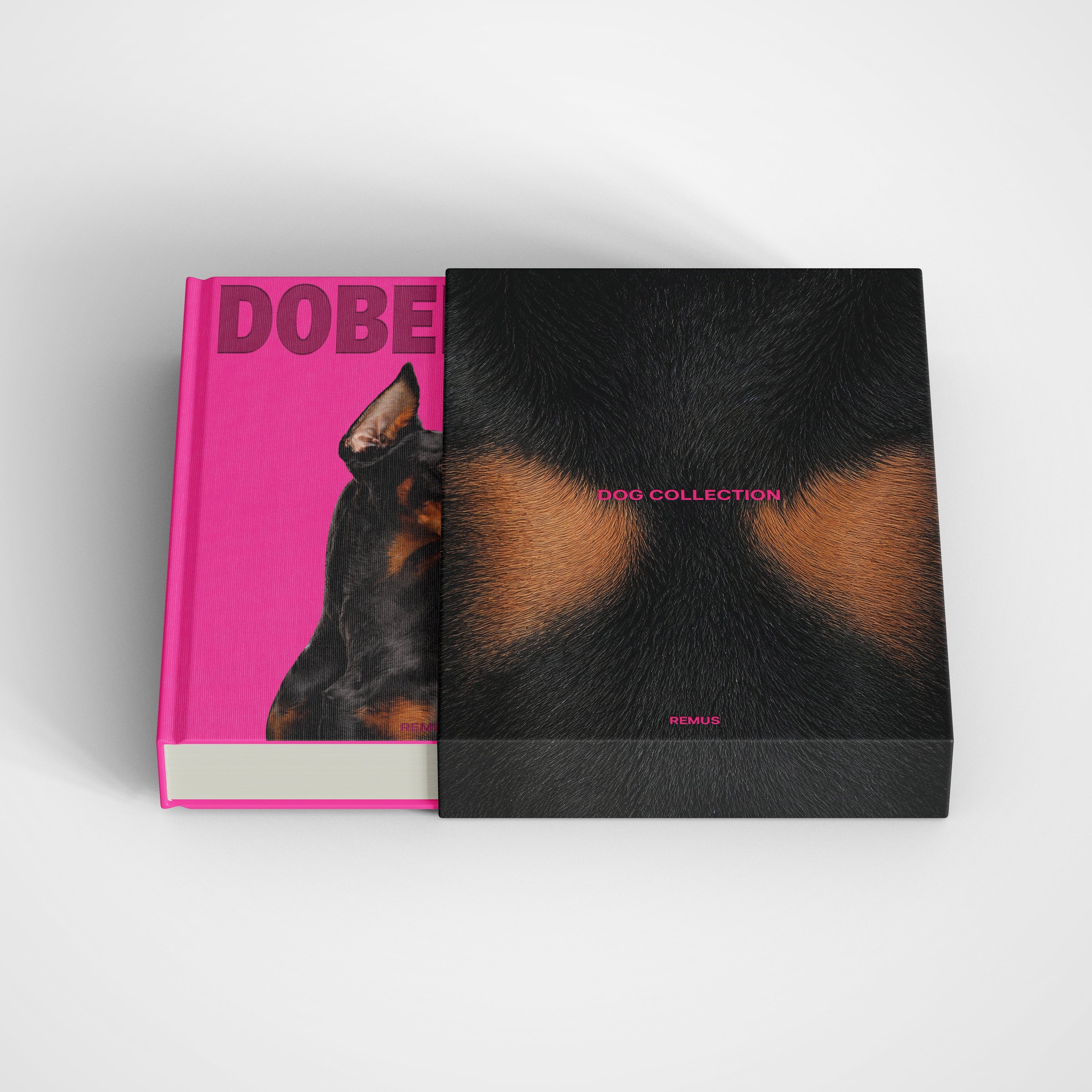 Doberman slipcase in fuchsia linen — REMUS Collection