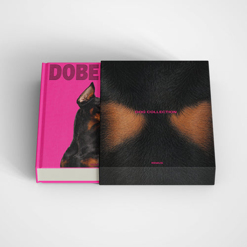 Doberman slipcase in fuchsia linen — REMUS Collection